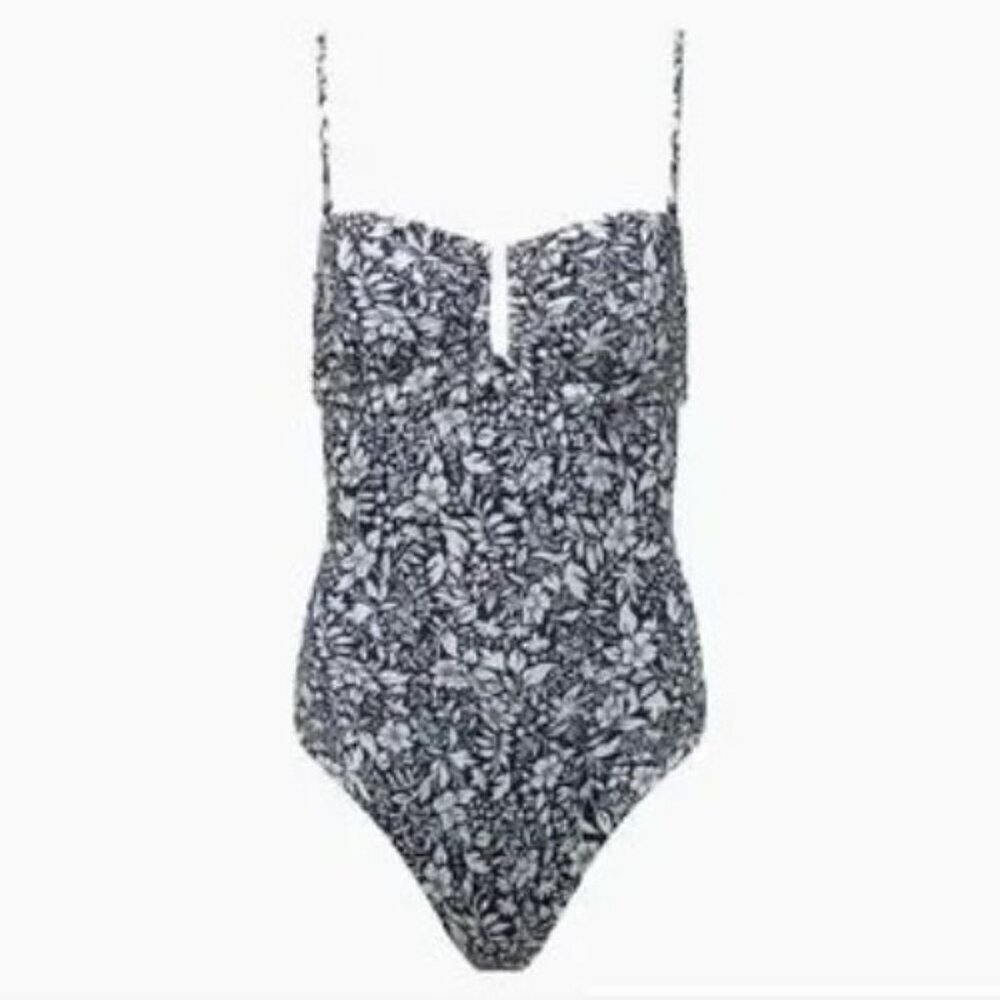 New! Onia Navy and White Pauline Botanic One-Piece Swimsuit Size XS 38041